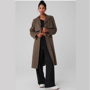 Alo Women’s FORMATION TRENCH COAT Olive Tree Size Medium